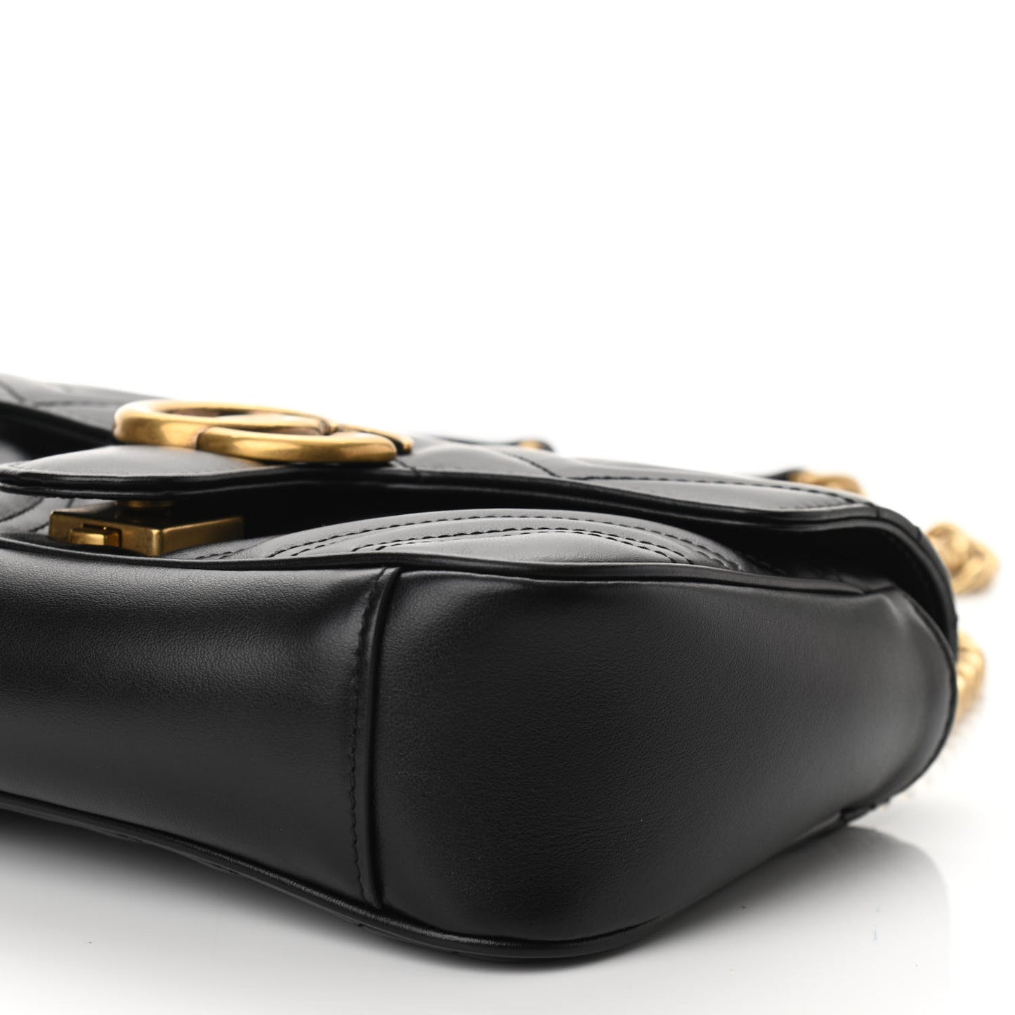 Calfskin Matelasse Mini GG Marmont Shoulder Bag Black