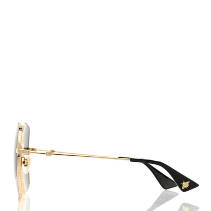 Gucci Metal Rectangular Frame Sunglasses GG0414S Gold Multicolor 3 of 10