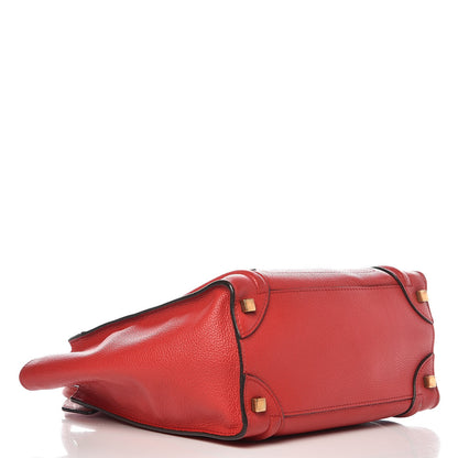 Celine Drummed Calfskin Micro Luggage Coquelicot 4 of 8