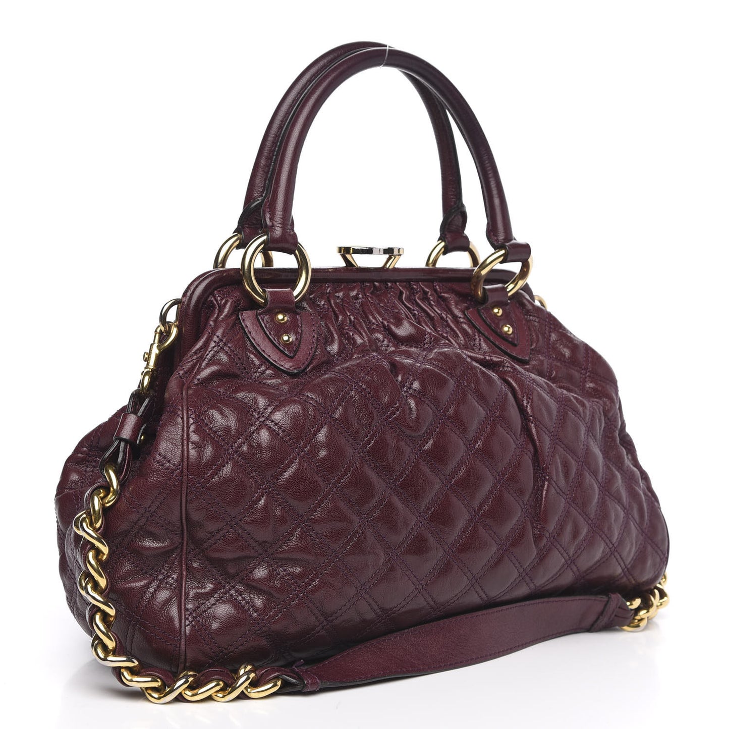 Calfskin Quilted Stam Burgundy