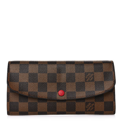 Louis Vuitton Damier Ebene Emilie Wallet Red 1 of 10