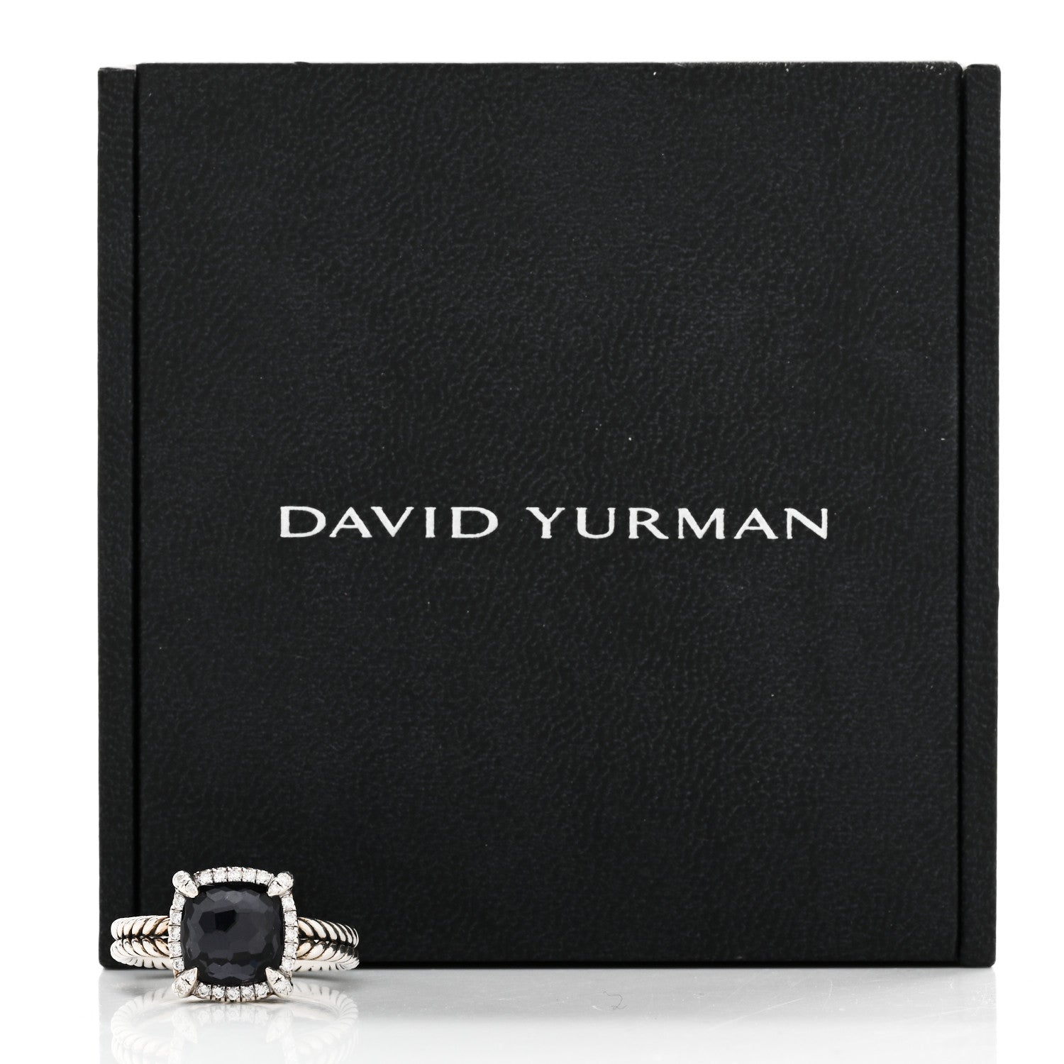 David Yurman Sterling Silver Diamond Black Orchid 9mm Chatelaine Pave Bezel Ring  57 8 6 of 6