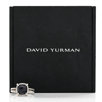 David Yurman Sterling Silver Diamond Black Orchid 9mm Chatelaine Pave Bezel Ring  57 8 6 of 6