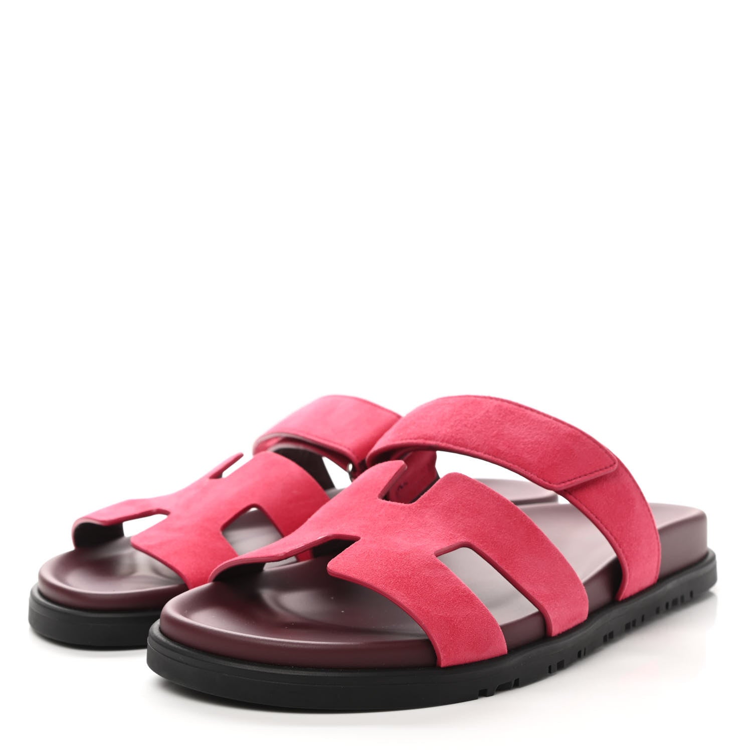 Hermes Suede Goatskin Womens Chypre Sandals 38.5 Rose Framboise 3 of 9