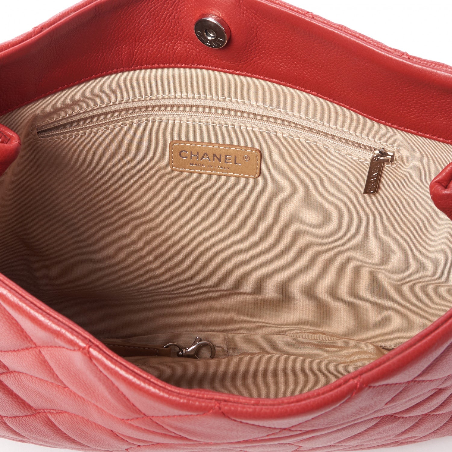 Chanel Caviar Quilted Expandable Zip Shoulder Bag Red 7 of 10