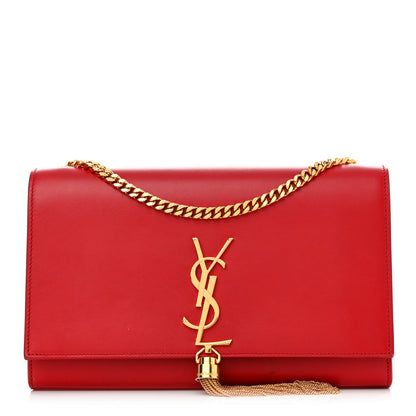 Saint Laurent Smooth Calfskin Medium Classic Monogram Kate Tassel Satchel Lipstick Red 1 of 15