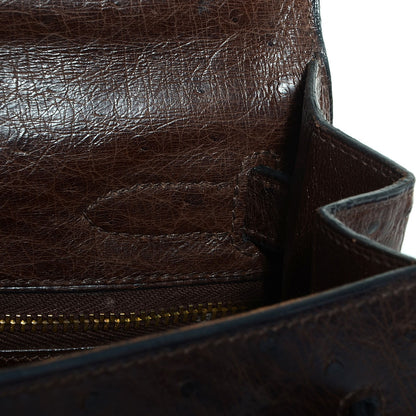 Hermes Ostrich Kelly Sellier 32 Chocolate 12 of 17