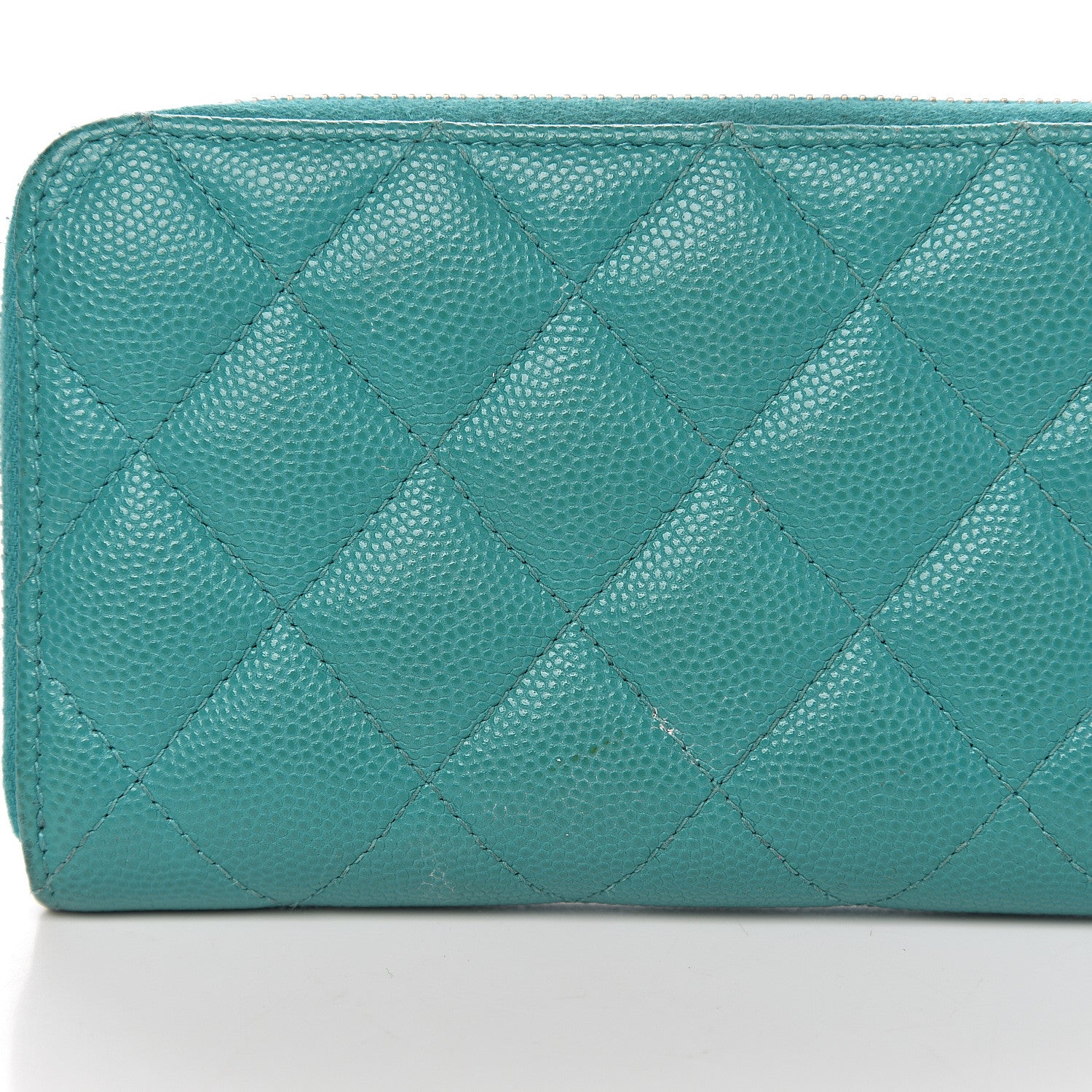Chanel Caviar Quilted Small Zip Around Wallet Turquoise 9 of 14