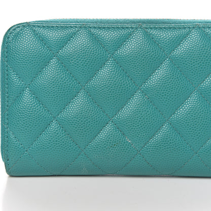 Chanel Caviar Quilted Small Zip Around Wallet Turquoise 9 of 14