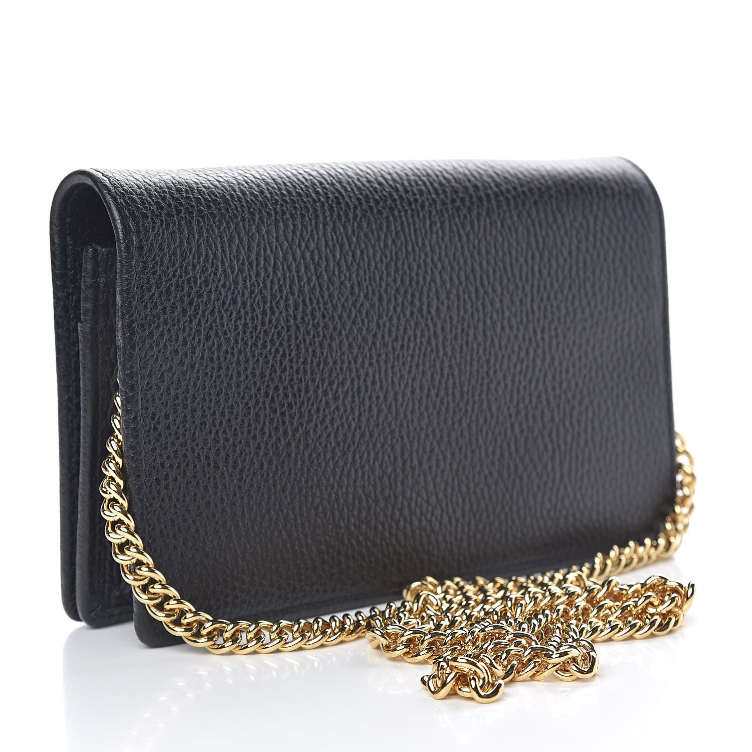 Gucci Calfskin Mini GG Marmont Chain Wallet Black 3 of 13