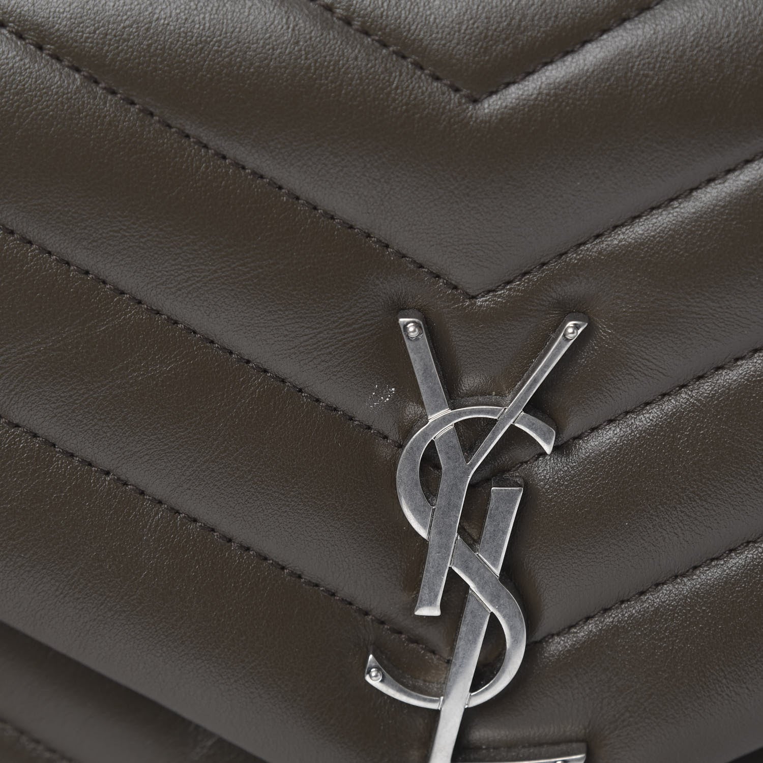 Saint Laurent Calfskin Y Quilted Monogram Medium Loulou Chain Satchel Kaki Fonce 11 of 11