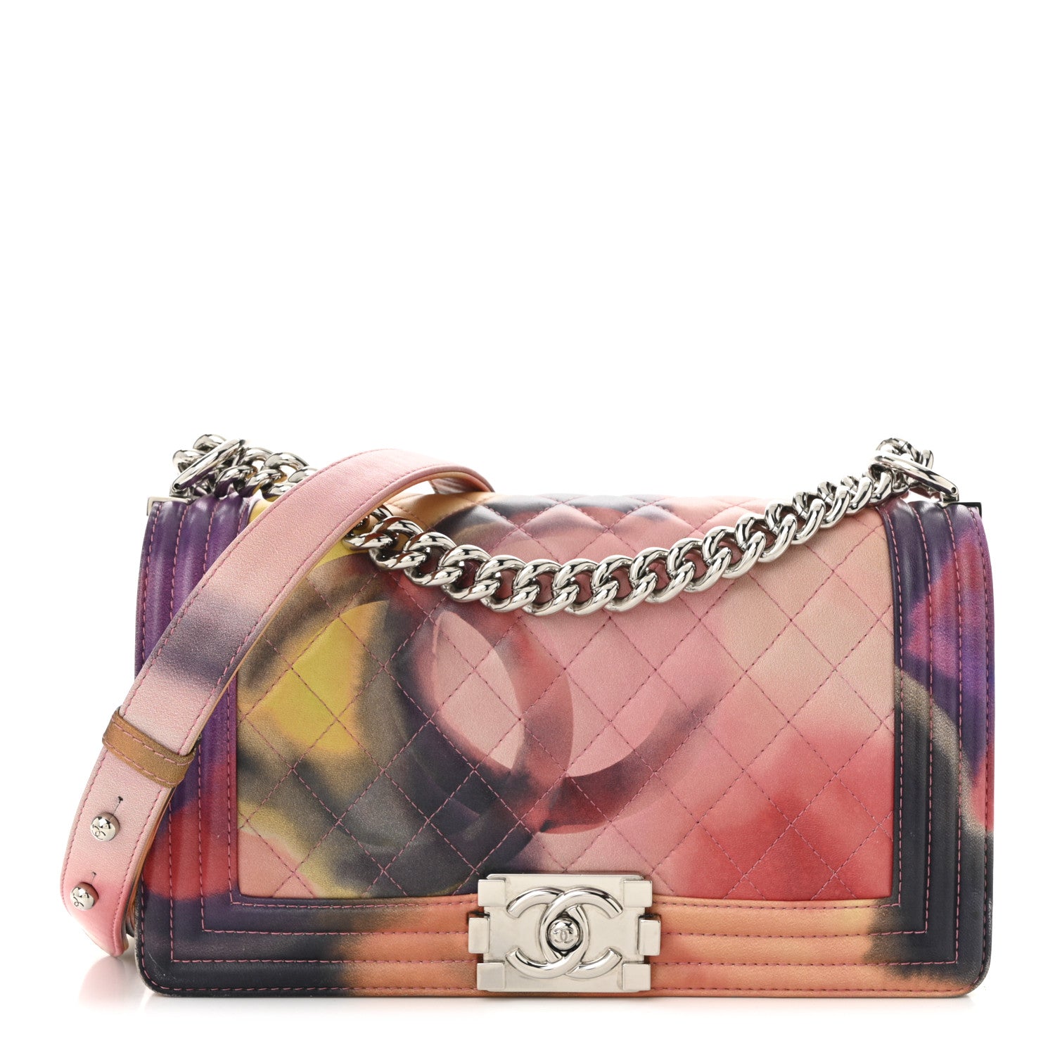 Chanel Printed Lambskin Quilted Medium Flower Power Boy Flap 1 of 11
