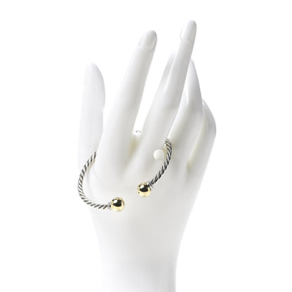 David Yurman Sterling Silver 18K Yellow Gold Diamond 9mm Solari Bead Bracelet 2 of 6