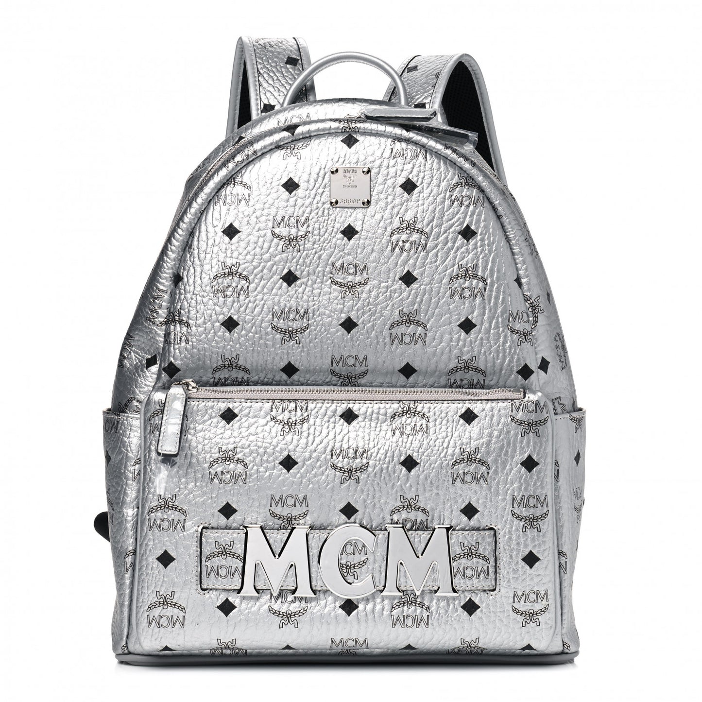 Metallic Visetos Medium Side Stud Stark Backpack Berlin Silver