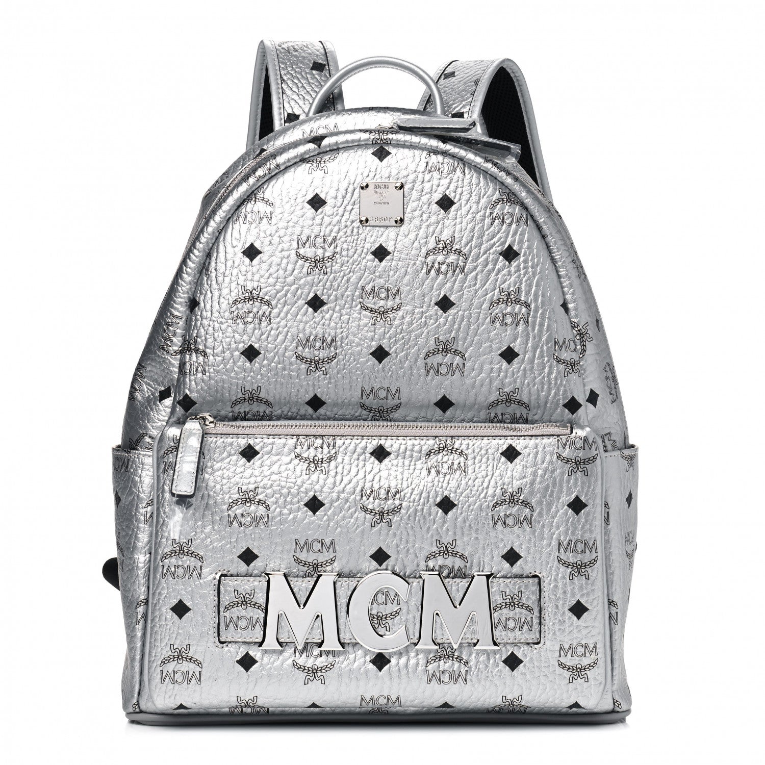 MCM Metallic Visetos Medium Side Stud Stark Backpack Berlin Silver 1 of 4