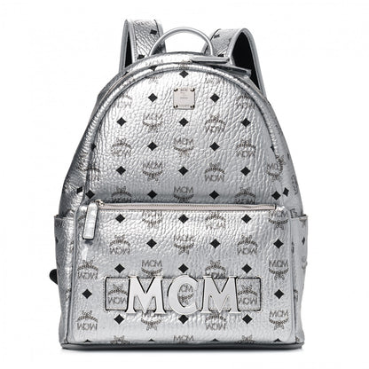 MCM Metallic Visetos Medium Side Stud Stark Backpack Berlin Silver 1 of 4