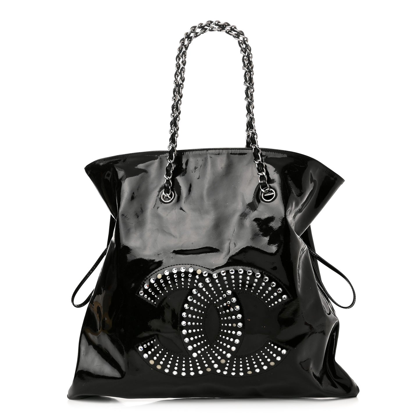 Patent Crystal Strass Bonbons Tote Black