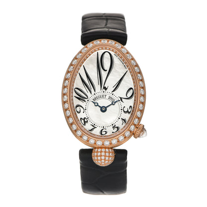 Breguet 18K Rose Gold Alligator Diamond Bezel Mother of Pearl 25mm Reine de Naples Automatic Watch 8928BB/5P/944 1 of 5