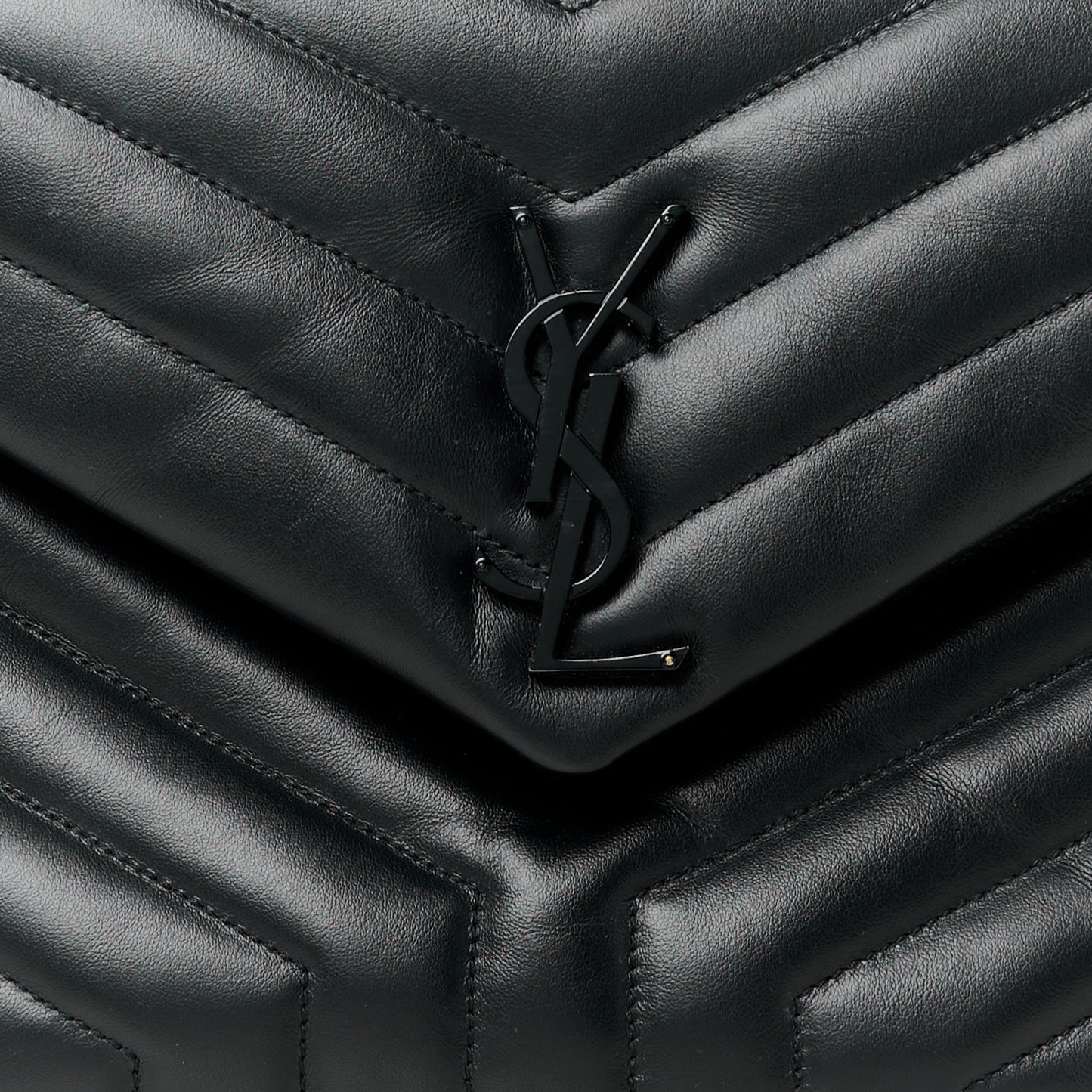 Calfskin Y Quilted Monogram Monochrome Medium Loulou Chain Satchel Black