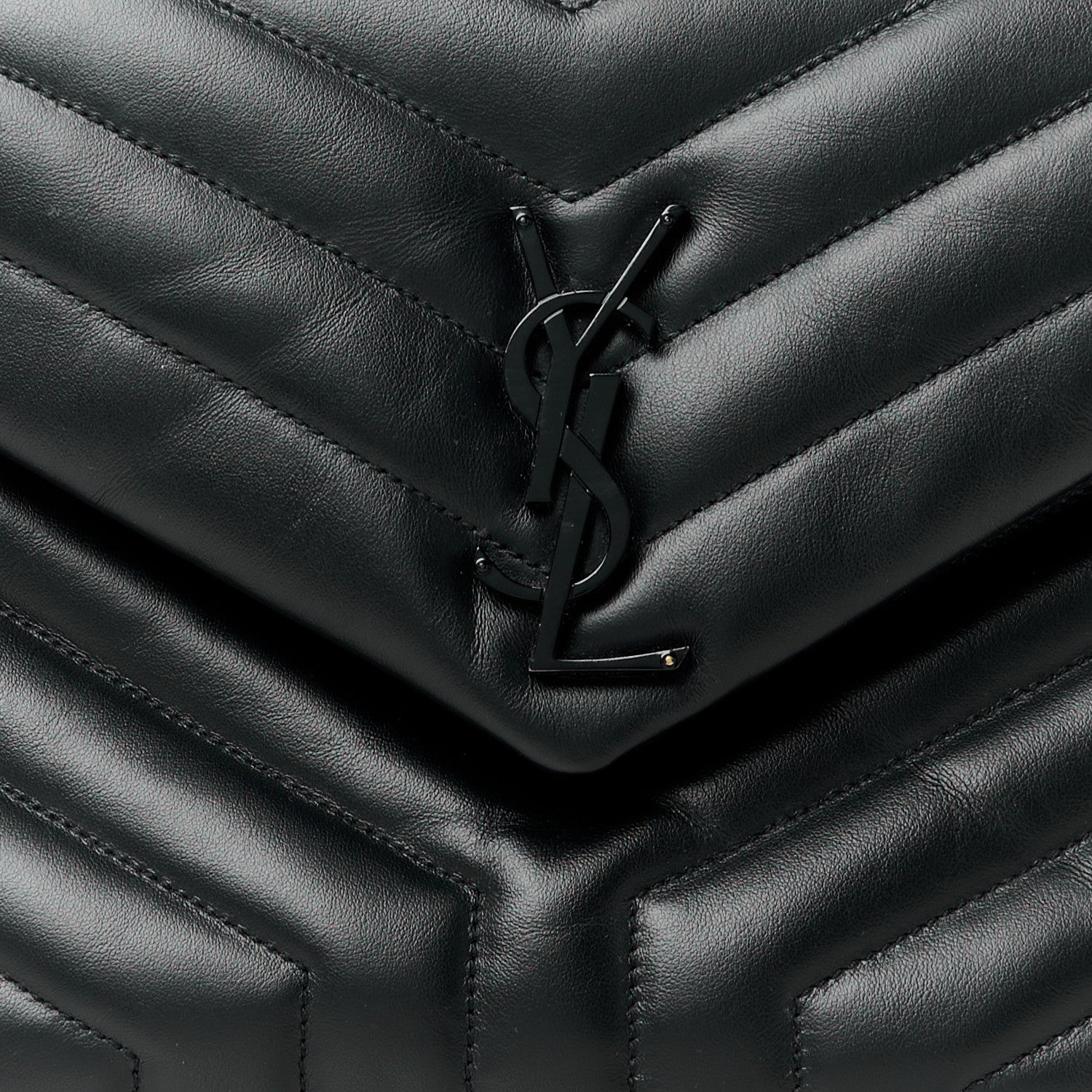 Saint Laurent Calfskin Y Quilted Monogram Monochrome Medium Loulou Chain Satchel Black 9 of 12