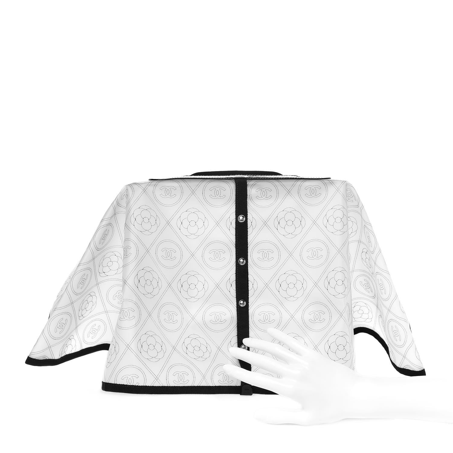 Chanel PVC Calfskin Coco Bag Raincoat White Black 2 of 9