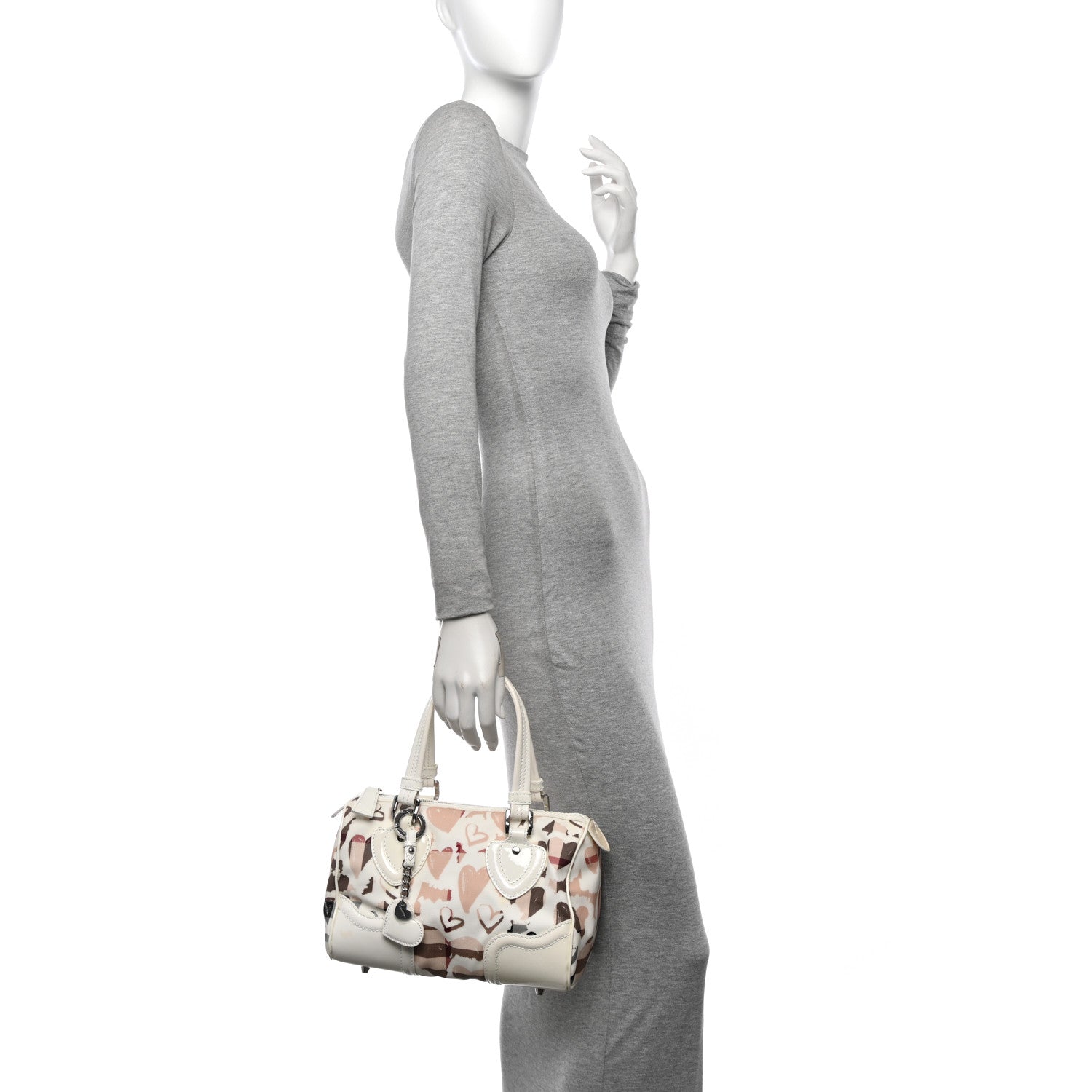Burberry Patent Nova Check Heart Small Chester Bowling Bag White 2 of 11