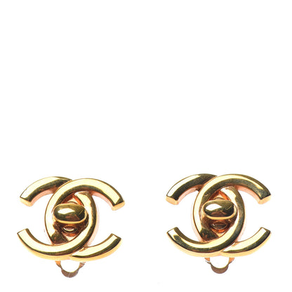 Chanel Metal CC Turnlock Clip On Earrings Gold 1 of 4