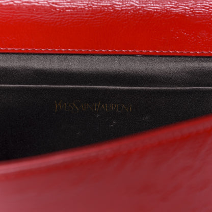 Saint Laurent Textured Patent Monogram Large Belle De Jour Clutch Red 6 of 6