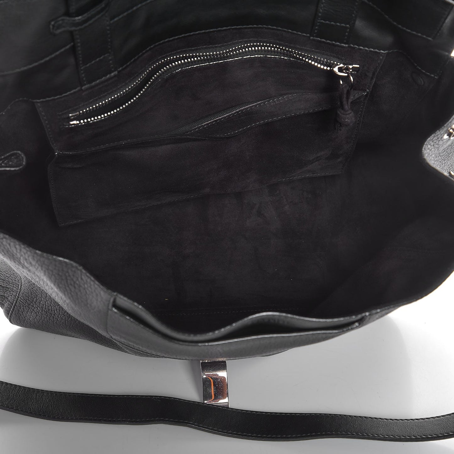 Pebbled Calfskin Double Sided PS Courier Bag Black