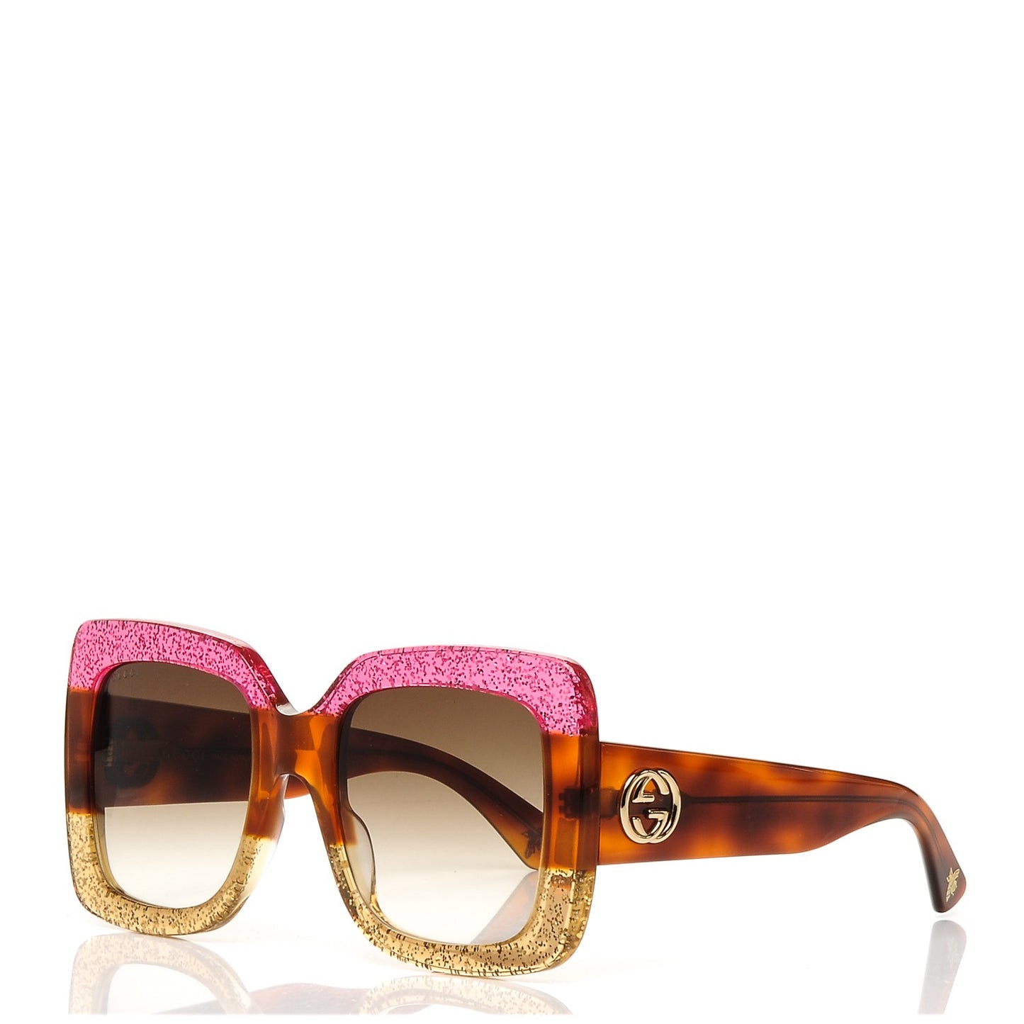 Square Frame GG0083S Sunglasses Glitter Pink Multi