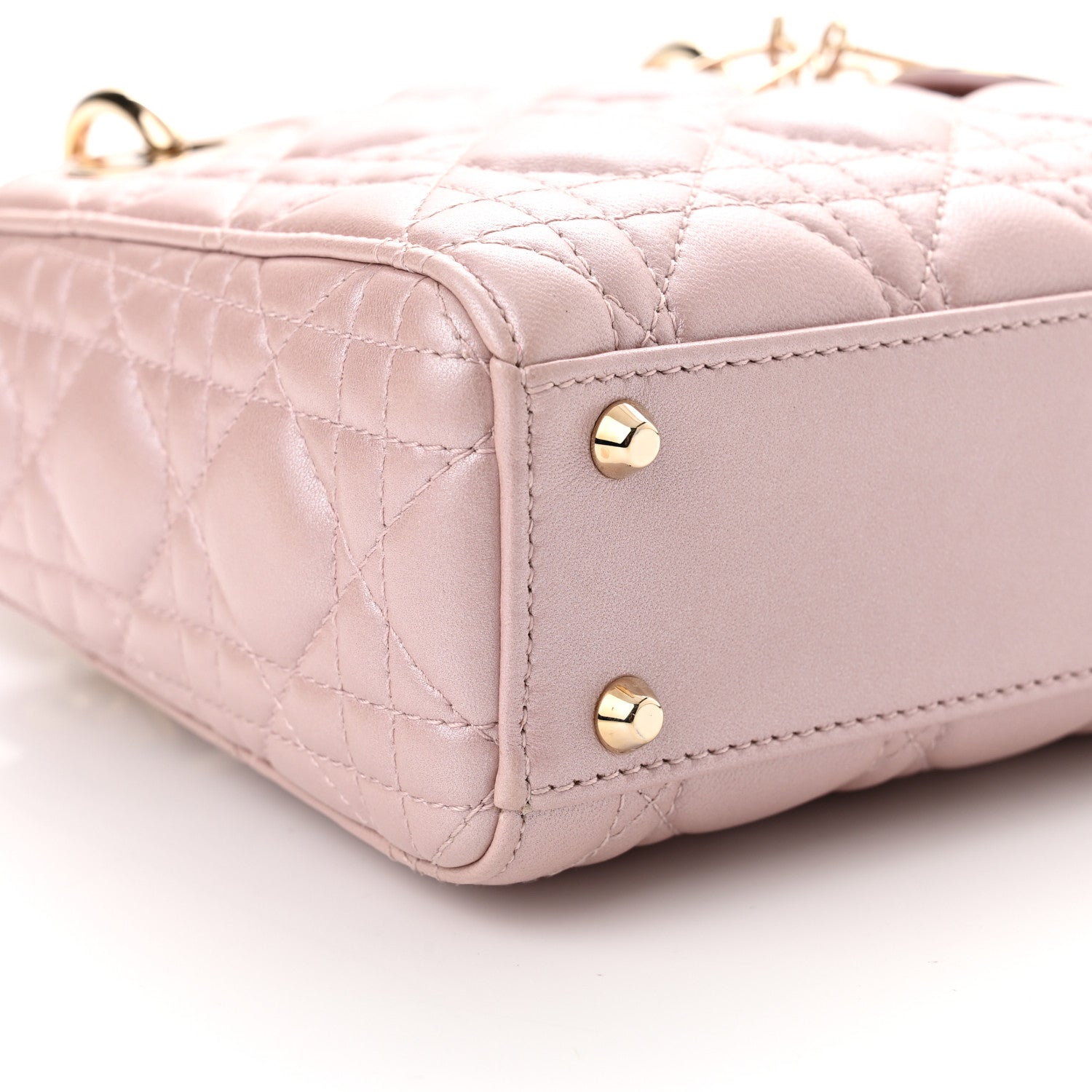 Christian Dior Metallic Lambskin Cannage Mini Lady Dior Lotus 6 of 7