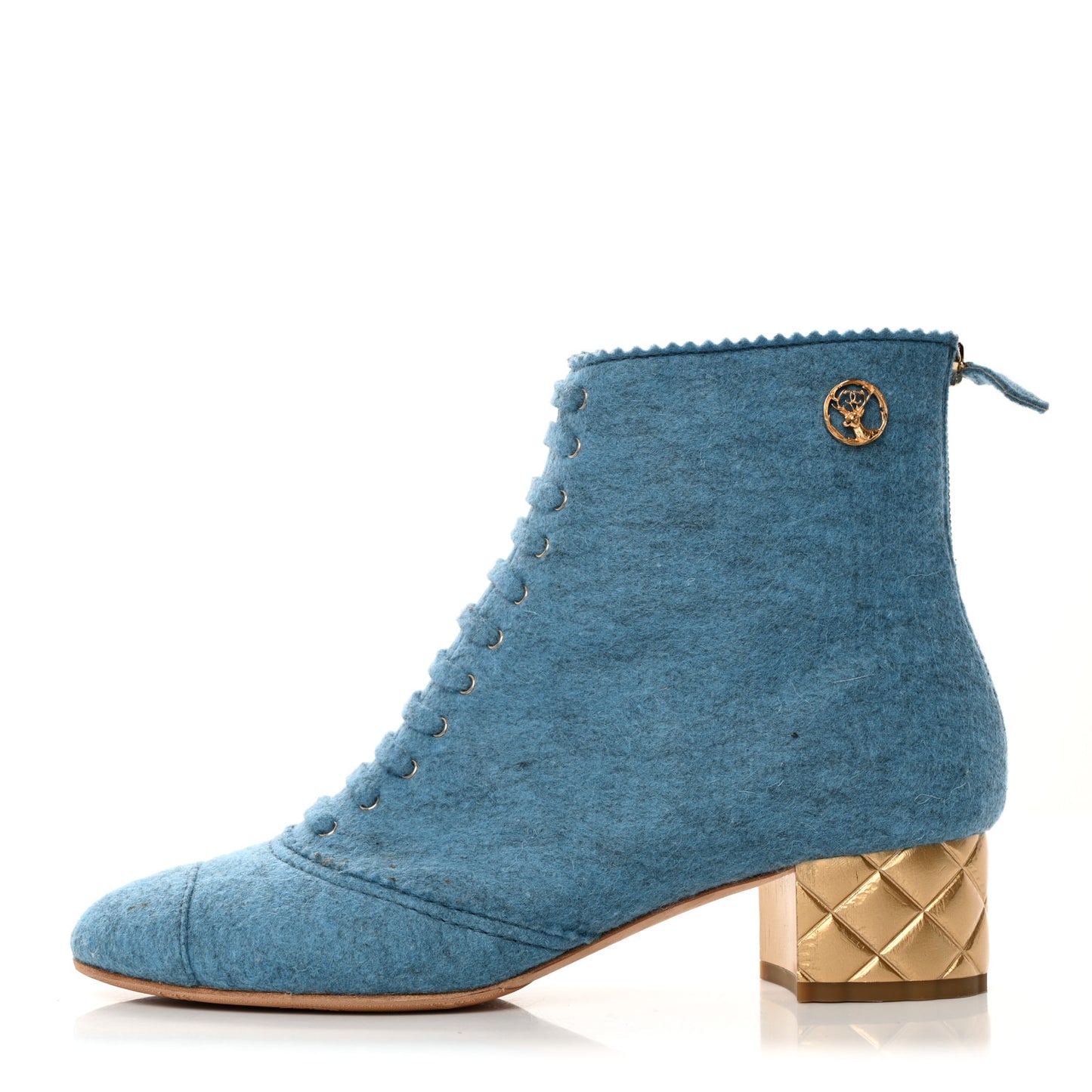 Chine Felt Short Boots 40.5 Blue