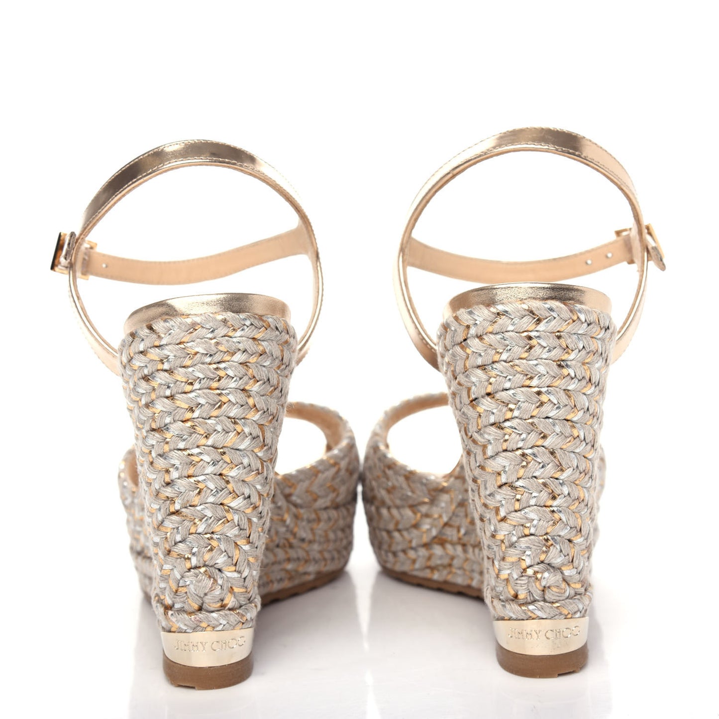 Metallic Raffia 120 Wedge Sandals 36 Gold