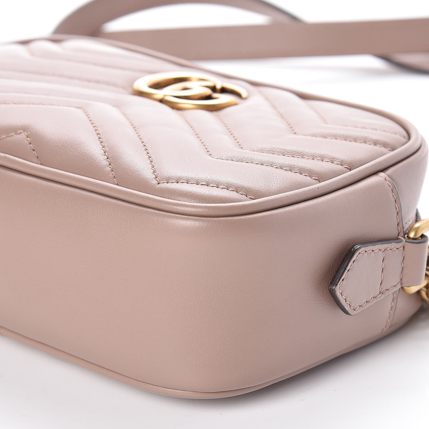 Gucci Calfskin Matelasse Mini GG Marmont Chain Shoulder Bag Nude 10 of 10