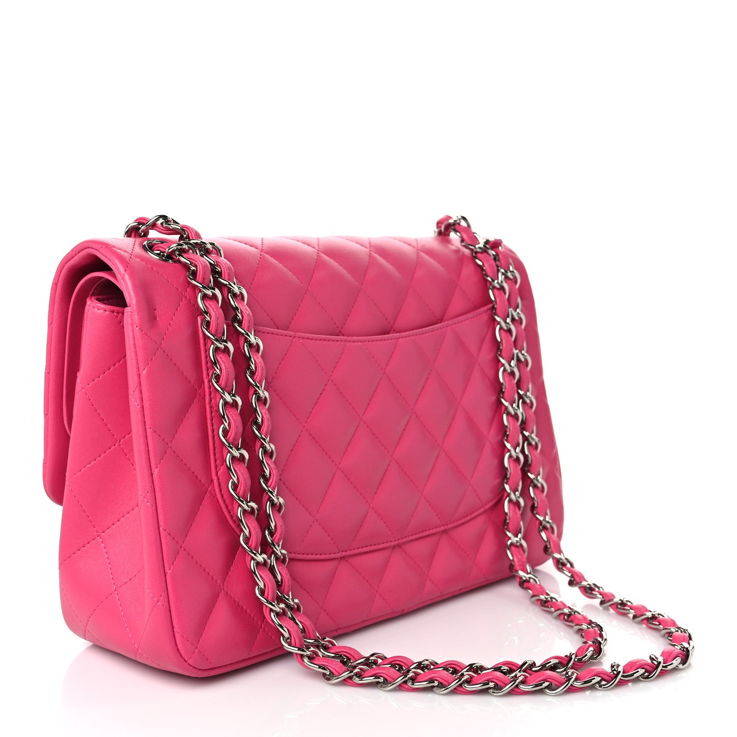 Lambskin Quilted Jumbo Double Flap Dark Pink