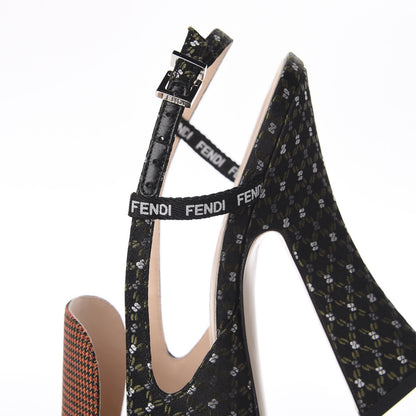Fendi Fabric Jacquard Ffreedom Slingback Pumps 40.5 10 of 11