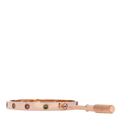 Cartier 18K Pink Gold Sapphire Garnet Amethyst LOVE Bracelet 17 3 of 9