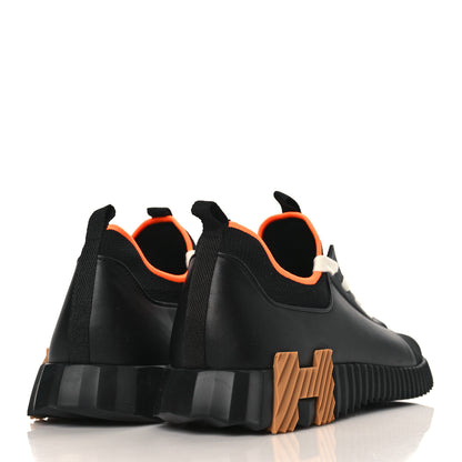 Hermes Knit Calfskin Mens Depart Sneakers 43 Black 4 of 8