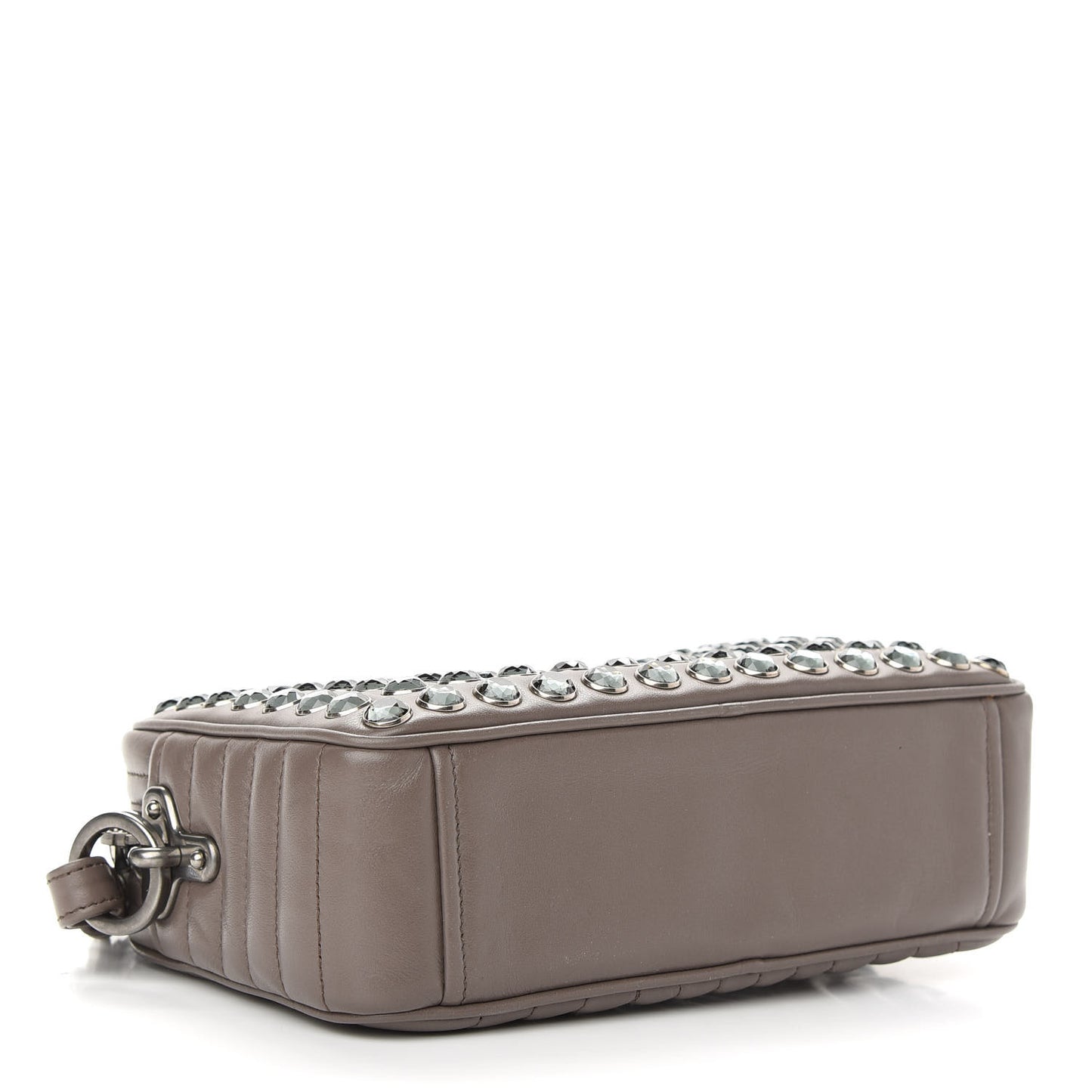 Soft Calfskin Crystal Impunture Camera Bag Bambu