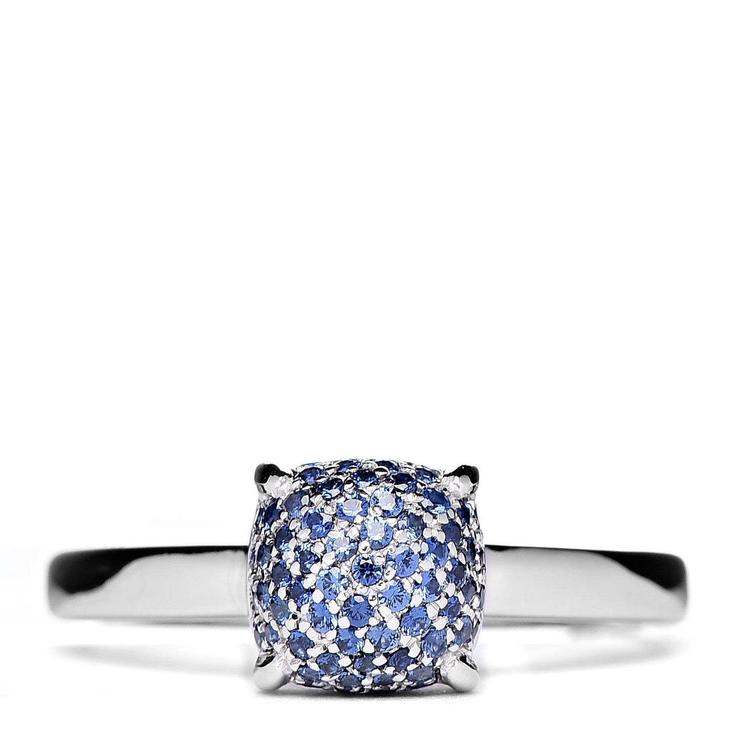 18K White Gold Blue Sapphires 7mm Paloma's Sugar Stacks Ring 52 6