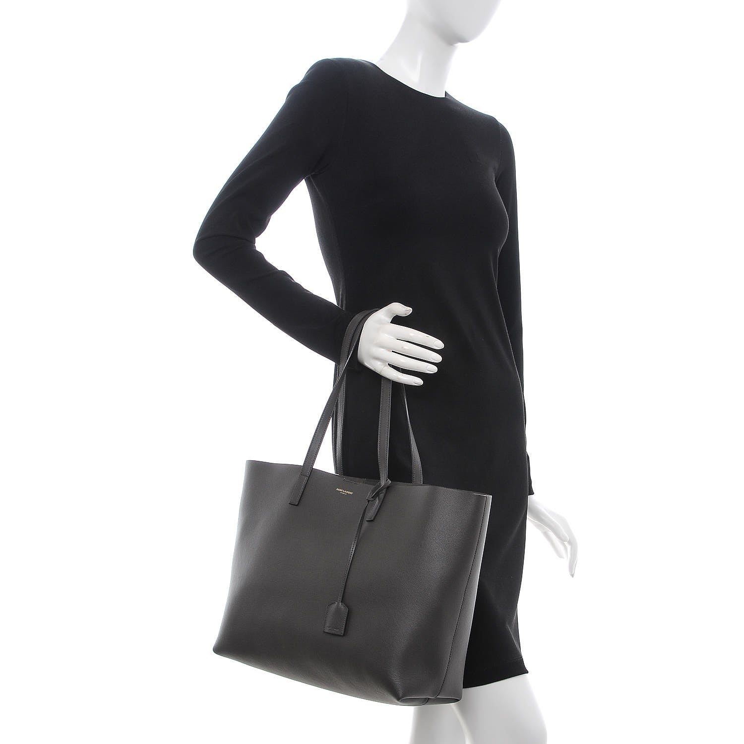 Saint Laurent Calfskin Large Shopping Tote Dark Grey 2 of 8
