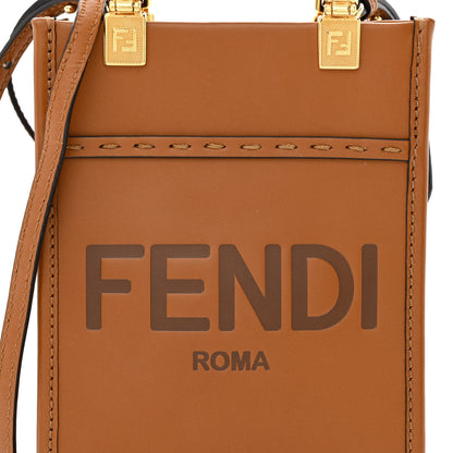 Fendi Vitello King Plexiglass Logo Embossed Mini Fendi Sunshine Shopper Tote Cuoio 8 of 10