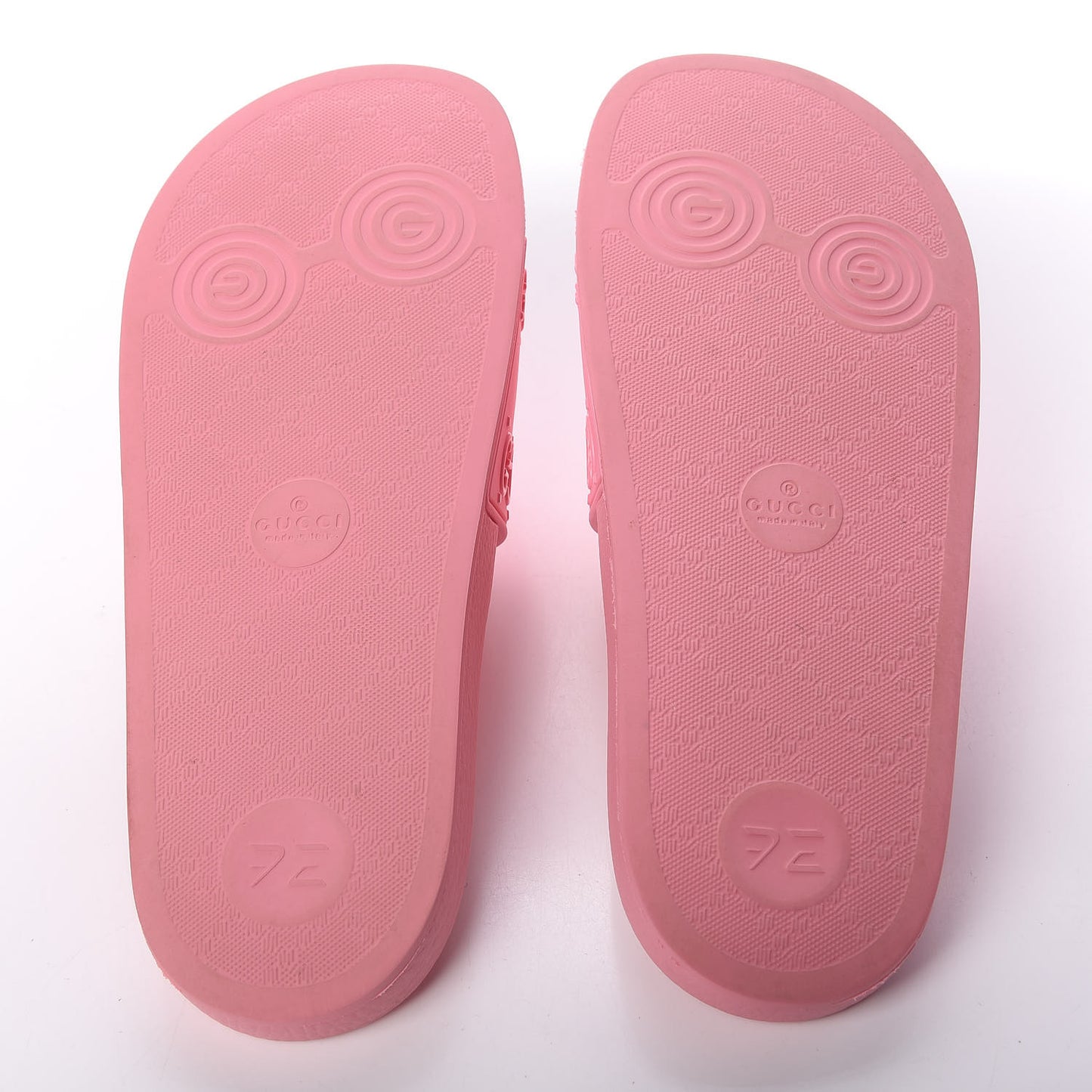 Rubber GG Monogram Perforated Womens Slide Sandals 38 Rose Box