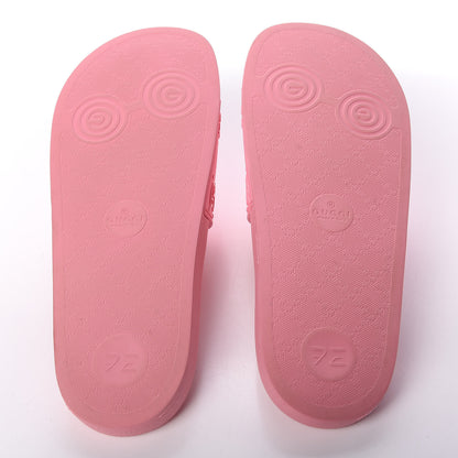 Gucci Rubber GG Monogram Perforated Womens Slide Sandals 38 Rose Box 6 of 10