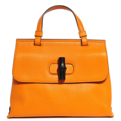 Gucci Cellarius Calfskin Small Bamboo Daily Top Handle Bag Curcuma 1 of 8