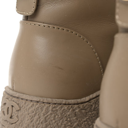 Chanel Calfskin CC Turnlock Lace Up Boots 38 Beige 8 of 8