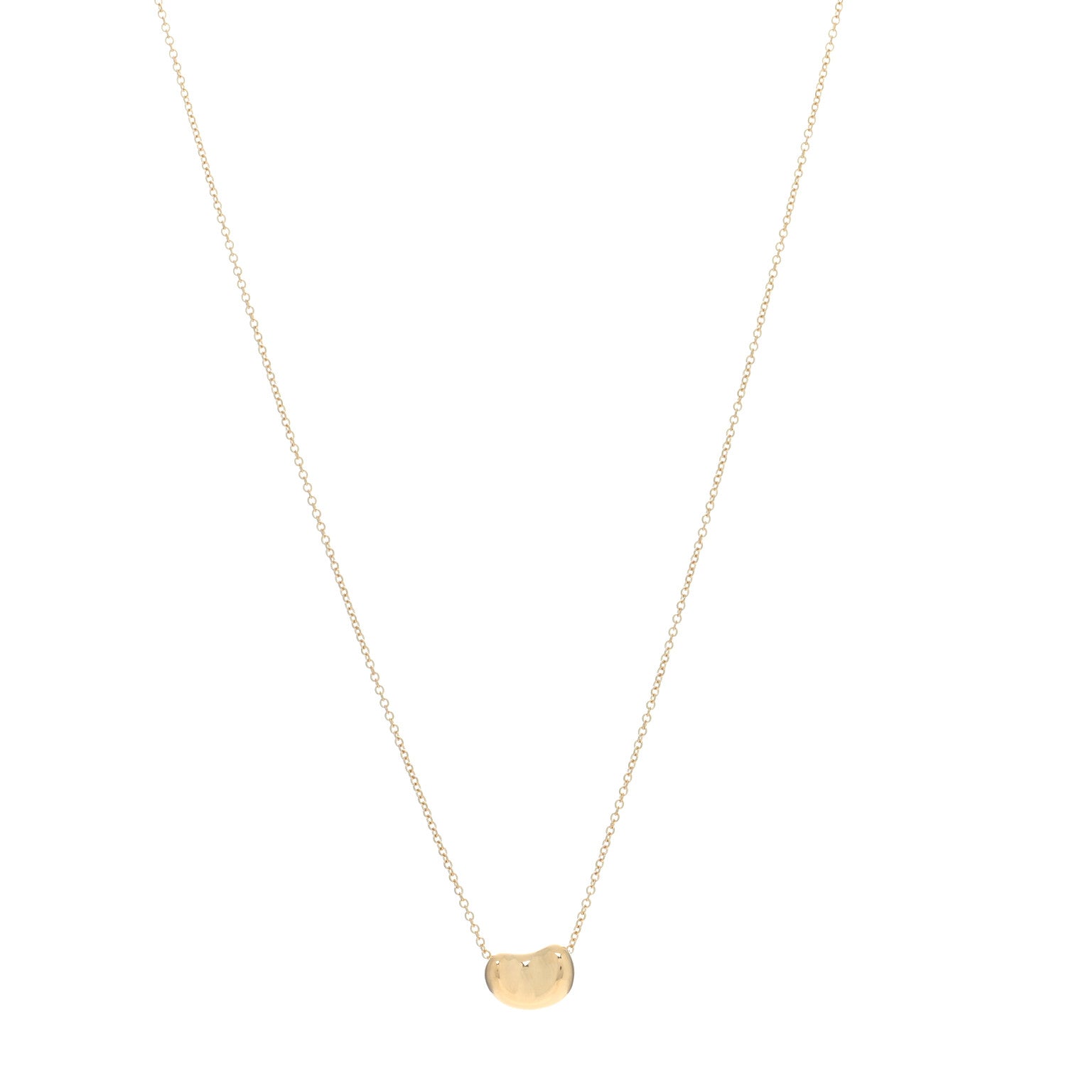 Tiffany 18K Yellow Gold 11mm Elsa Peretti Bean Pendant Necklace 1 of 5