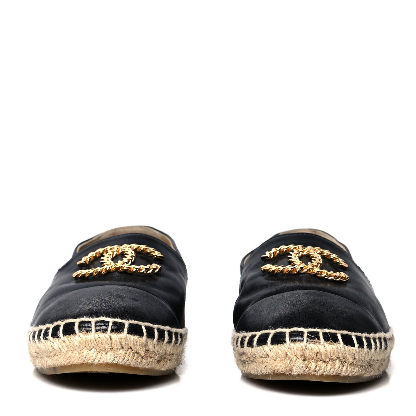 Calfskin Chain CC Espadrilles 36 Black