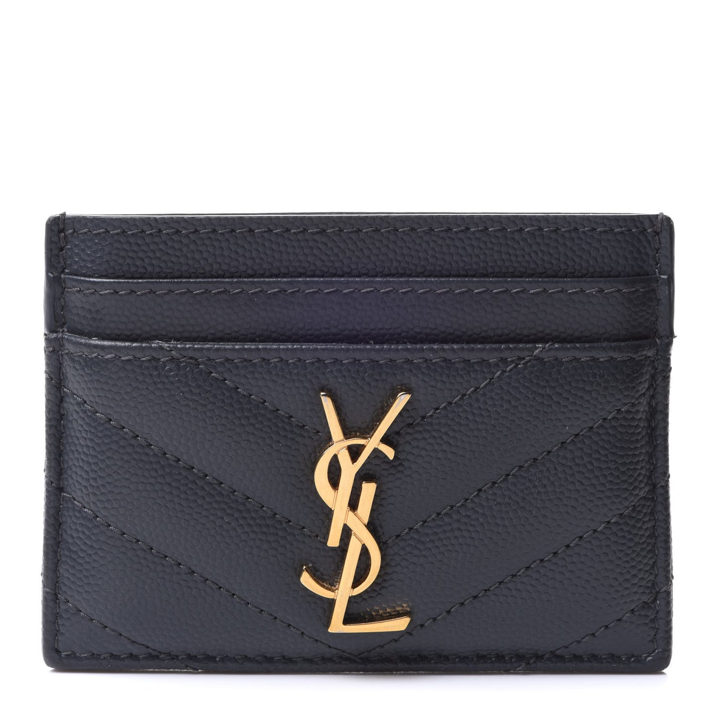 Grain De Poudre Matelasse Chevron Monogram Credit Card Case Fog