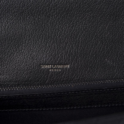 Saint Laurent Sheepskin Matelasse Chevron Monogram Large College Satchel Black 9 of 11